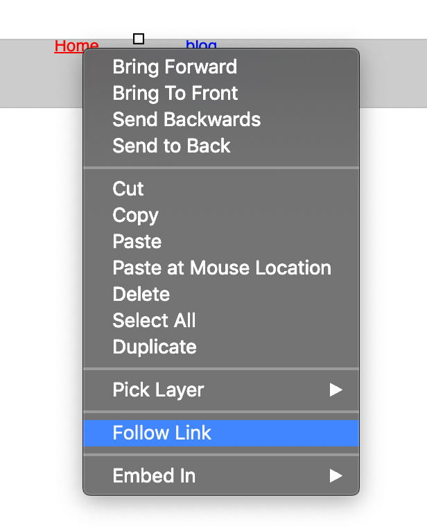 Follow link option menu item